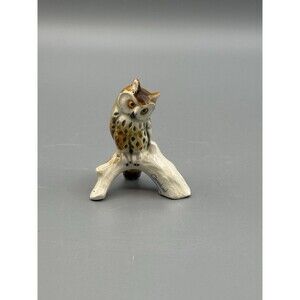 Vintage Goebel Horned Owl on Branch Figurine West Germany Porcelain Signed